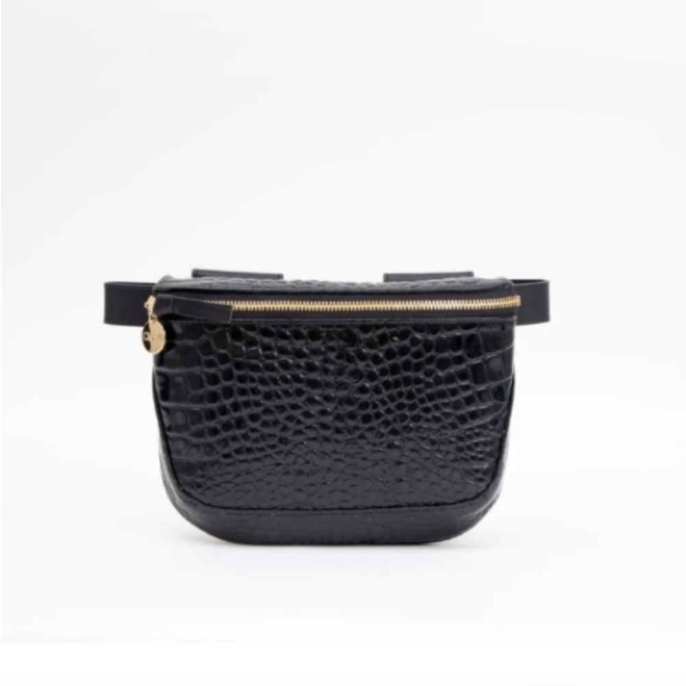 Clare V Croc Fanny in black